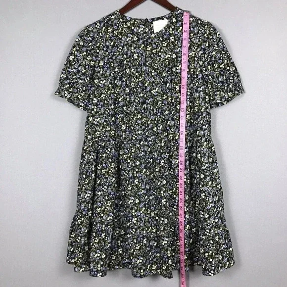 Tuckernuck Hyacinth House Quinn Dress Size XS Black Floral Short Sleeve Tiered - Picture 14 of 16